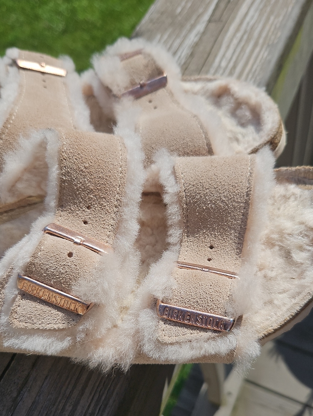 Birkenstock Arizona Shearling Sandals – Size 39 | Suede & Rose Gold Buckles - Picture 4 of 8